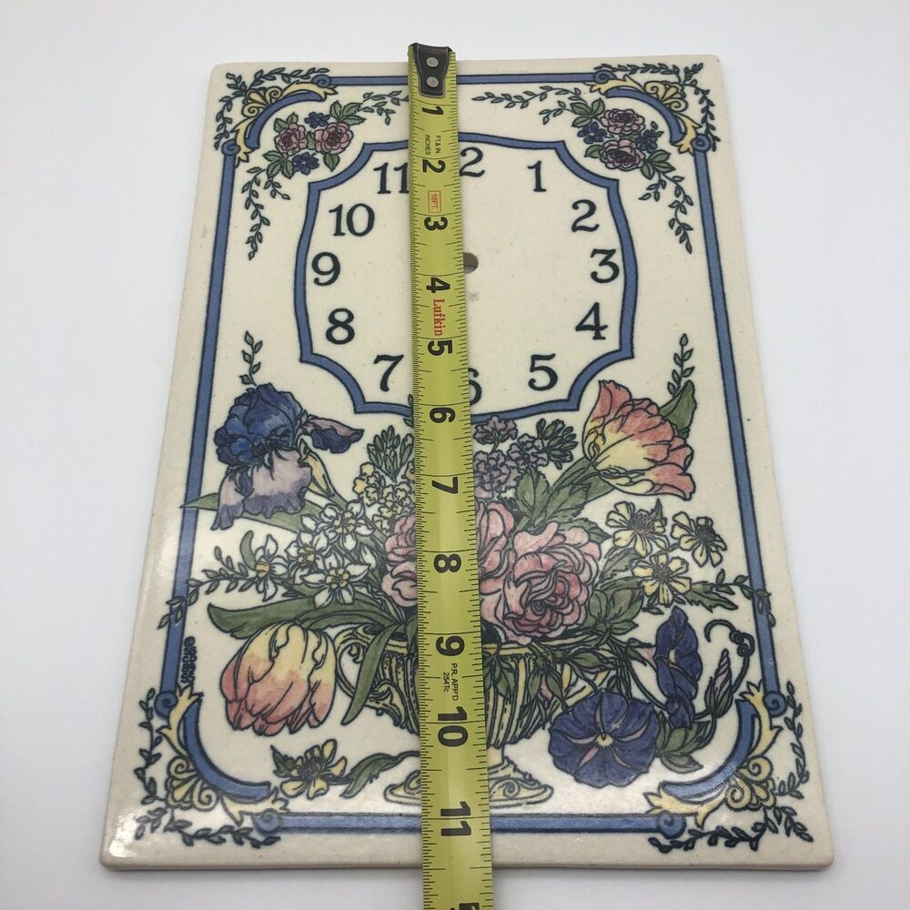 Santa Barbara Ceramic Design Wall Clock Tile Flower Bouquet 1990 FACE ONLY - Picture 6 of 7